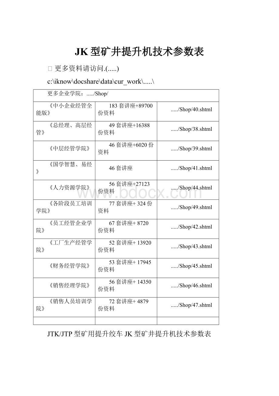 JK型矿井提升机技术参数表.docx_第1页