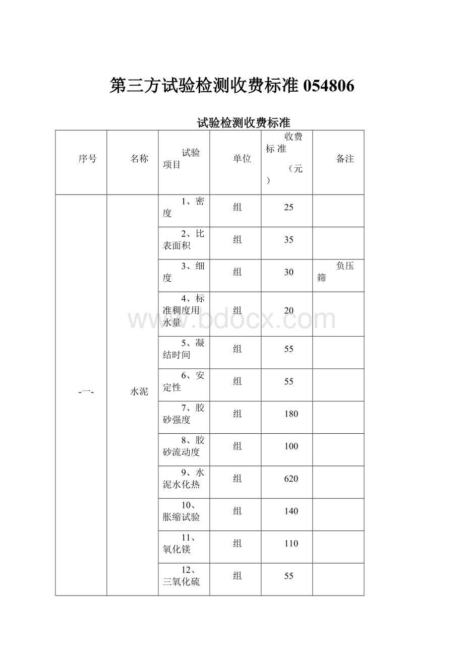 第三方试验检测收费标准054806Word文档格式.docx