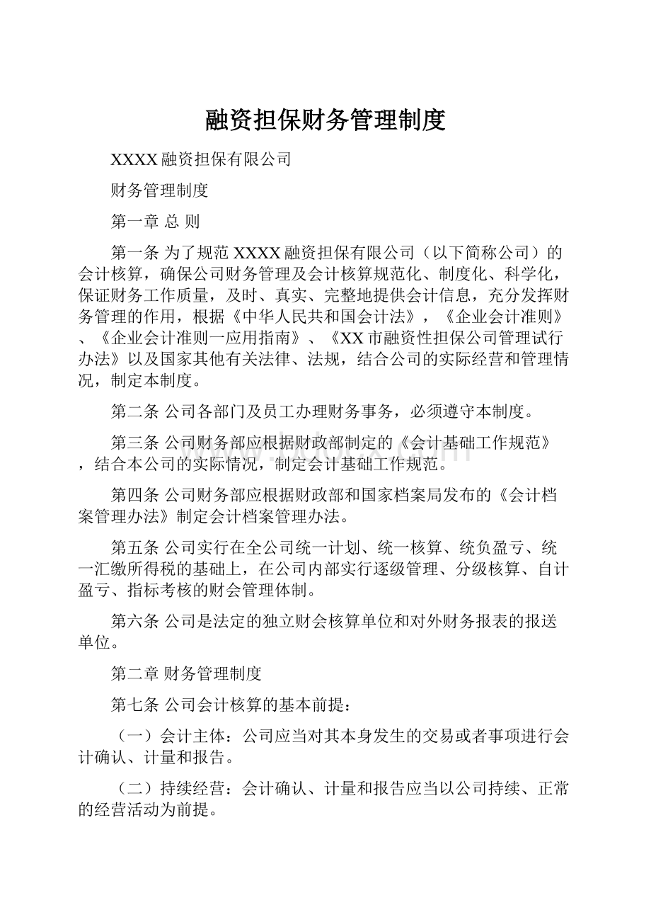 融资担保财务管理制度.docx