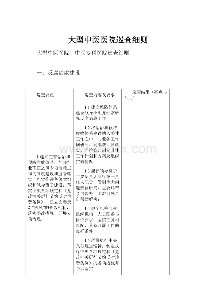 大型中医医院巡查细则.docx