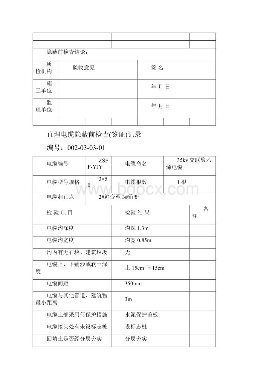 直埋电缆隐蔽前检查签证记录.docx_第2页