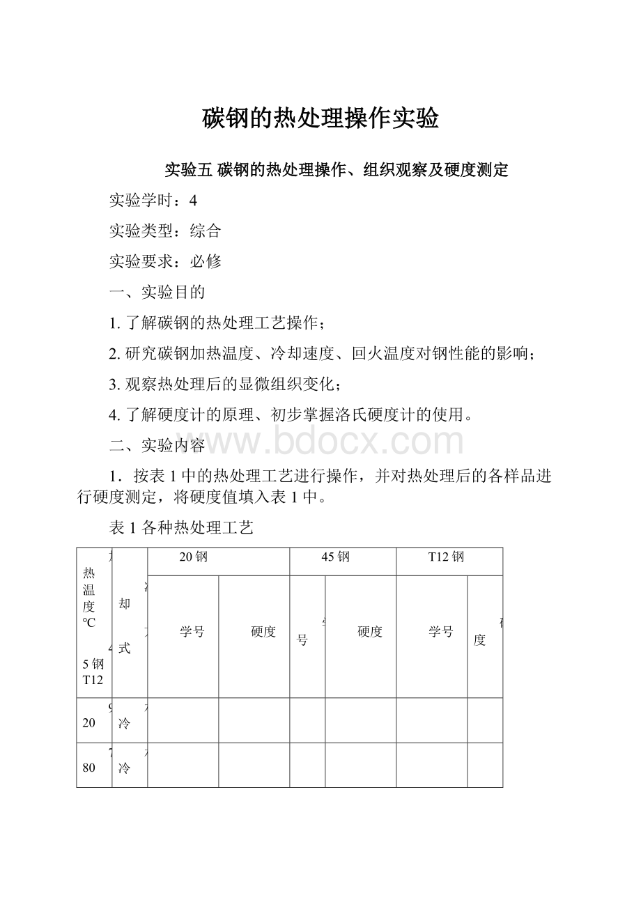 碳钢的热处理操作实验.docx_第1页