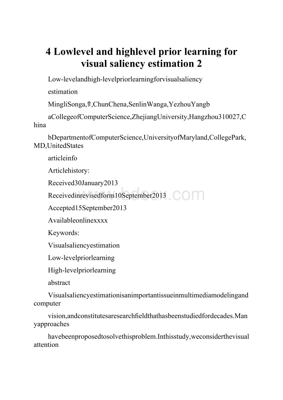 4 Lowlevel and highlevel prior learning for visual saliency estimation 2.docx