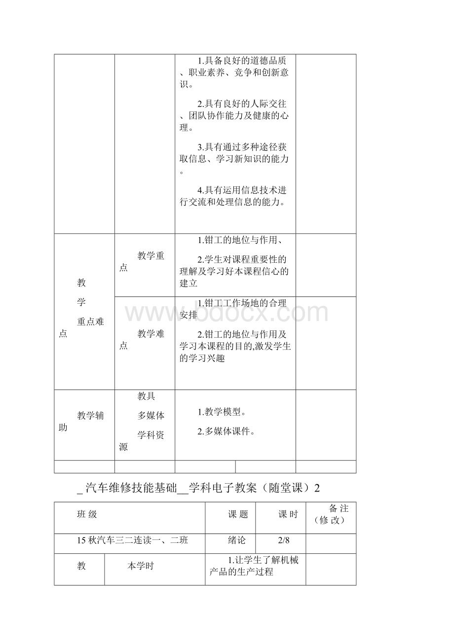 《汽车维修技能基础》电子教案14个.docx_第2页