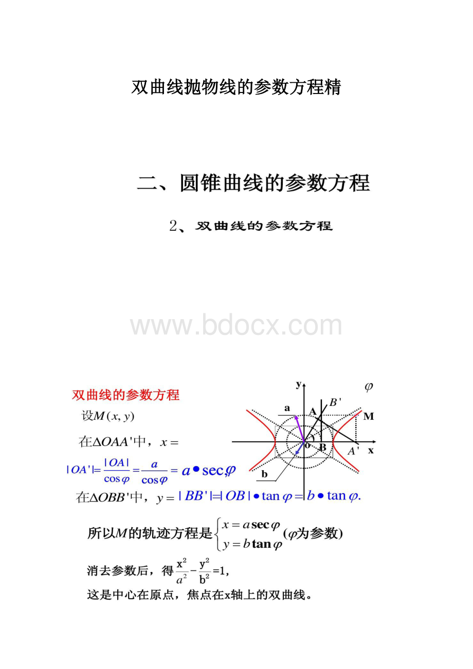 双曲线抛物线的参数方程精.docx_第1页