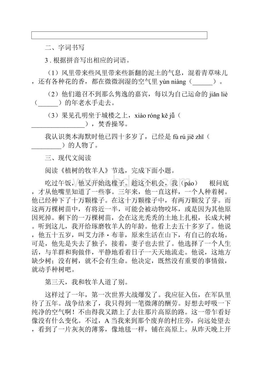 人教版九年级中考模拟考试语文试题.docx_第2页