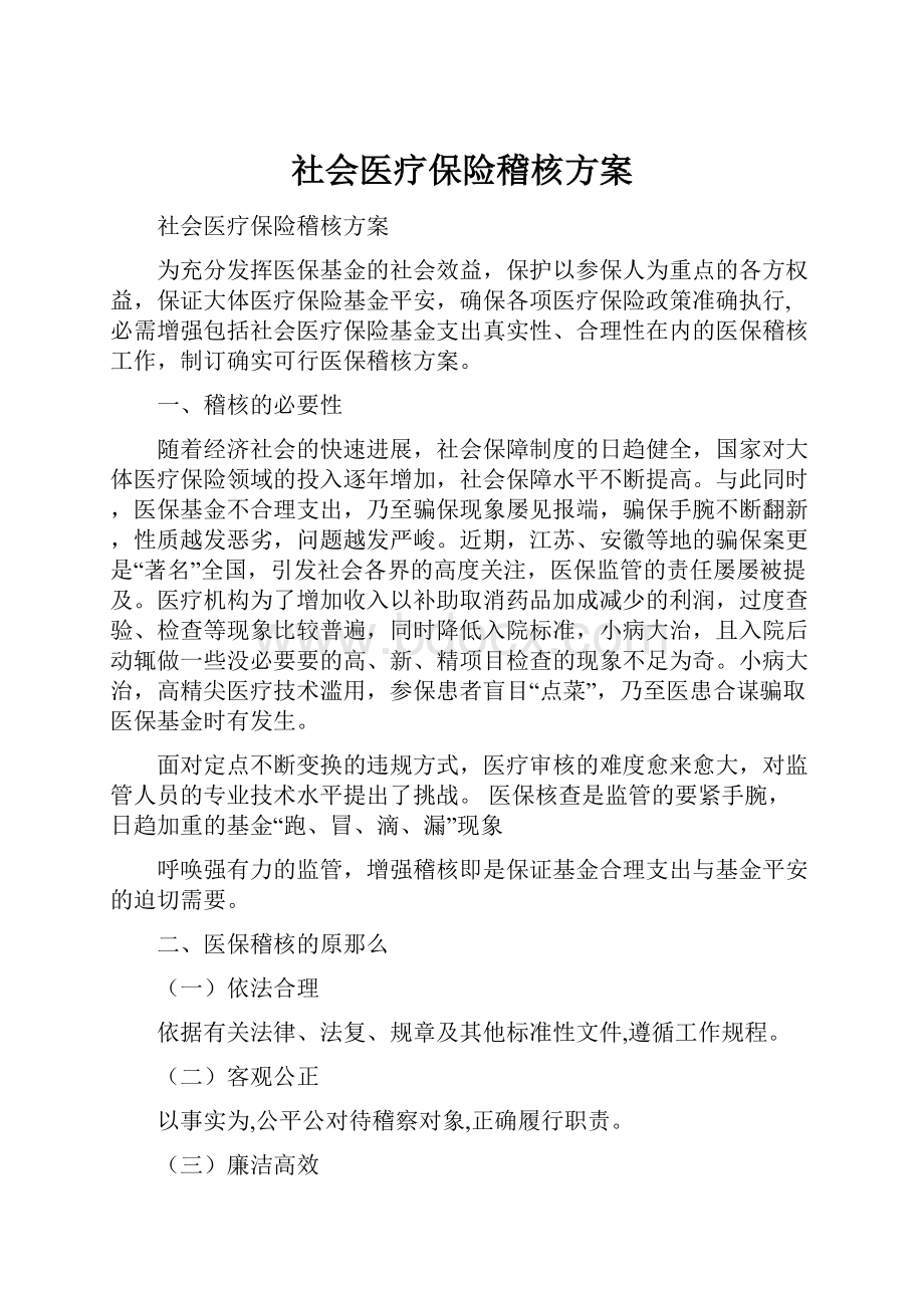 社会医疗保险稽核方案.docx