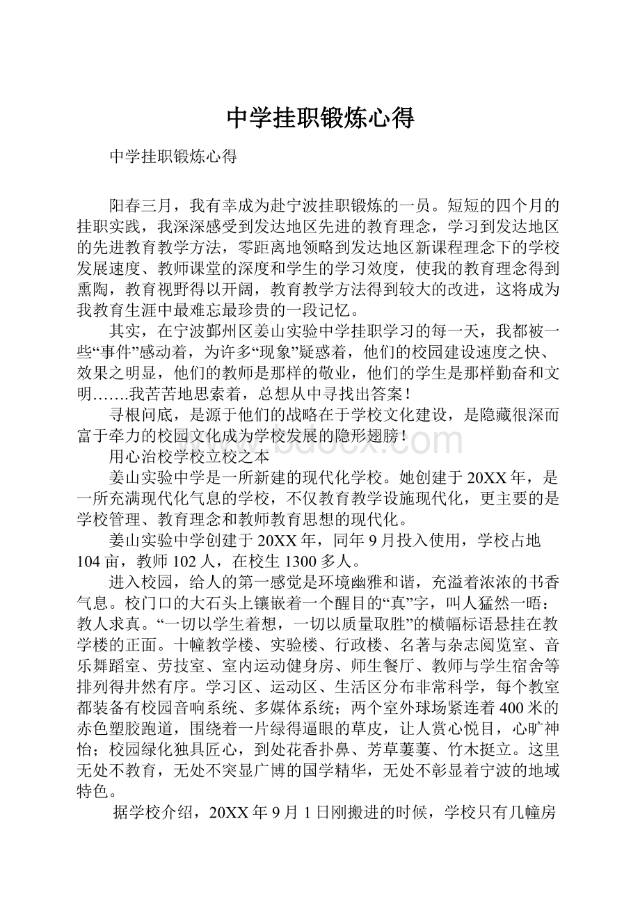 中学挂职锻炼心得Word文档格式.docx