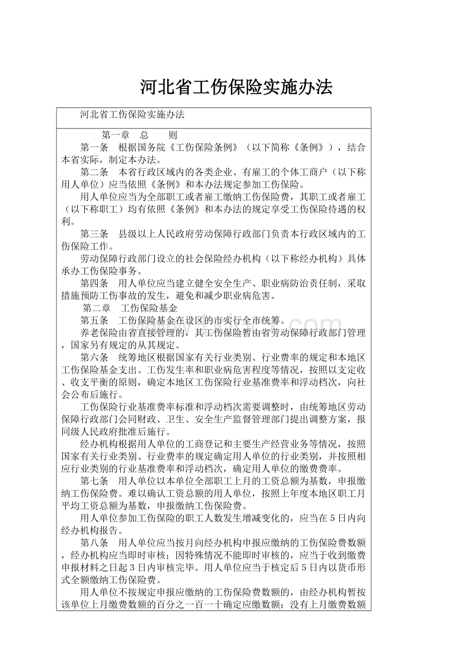 河北省工伤保险实施办法.docx_第1页