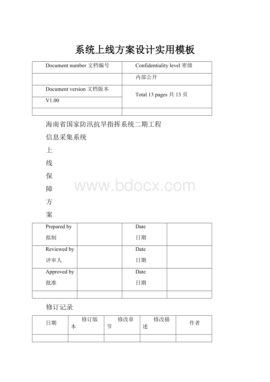 系统上线方案设计实用模板.docx