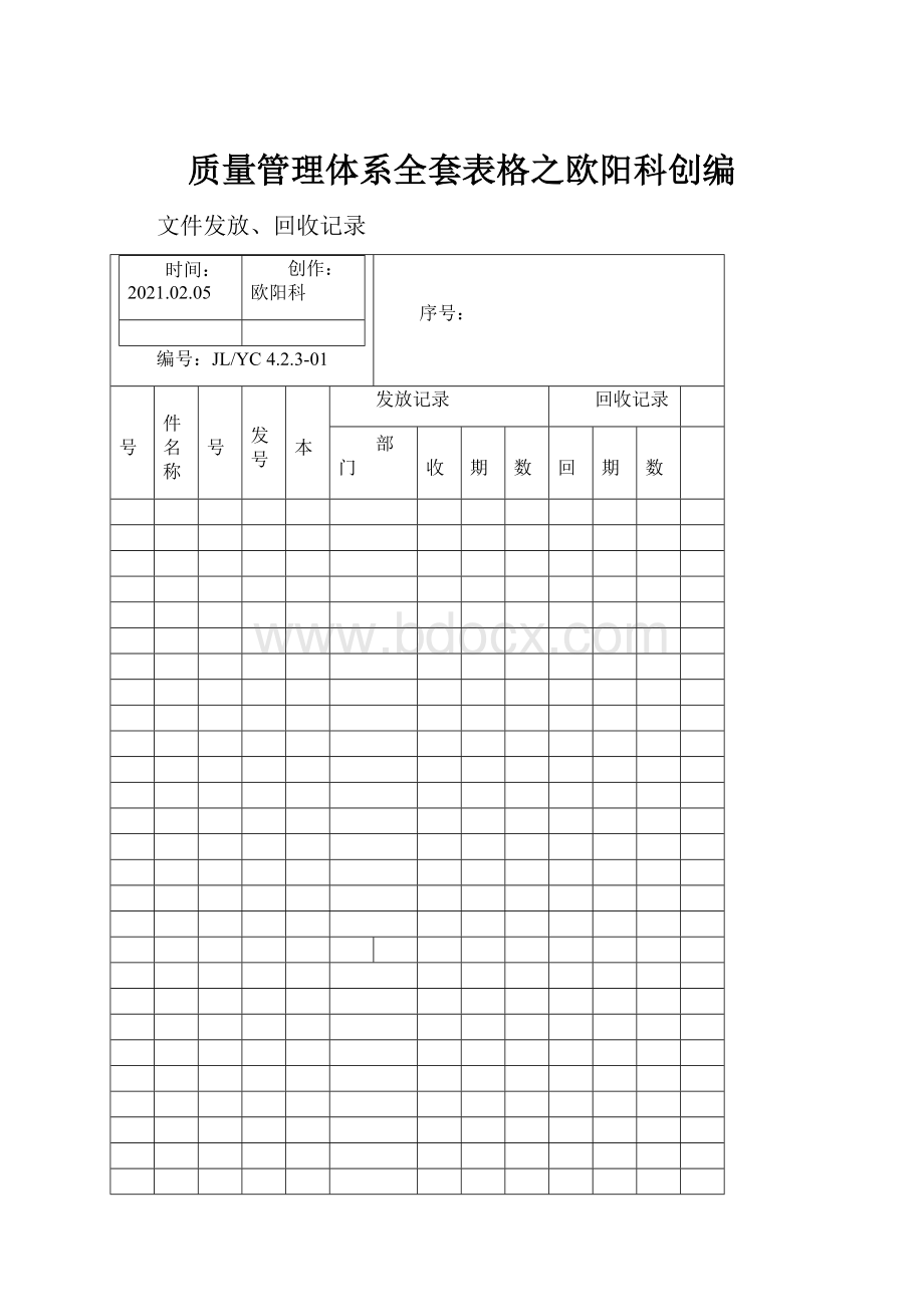 质量管理体系全套表格之欧阳科创编.docx