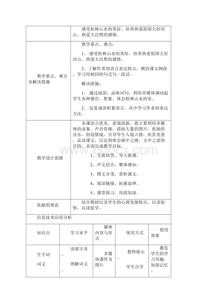 新冀教版小学语文四年级上册《桂林山水》 教学设计1.docx_第2页