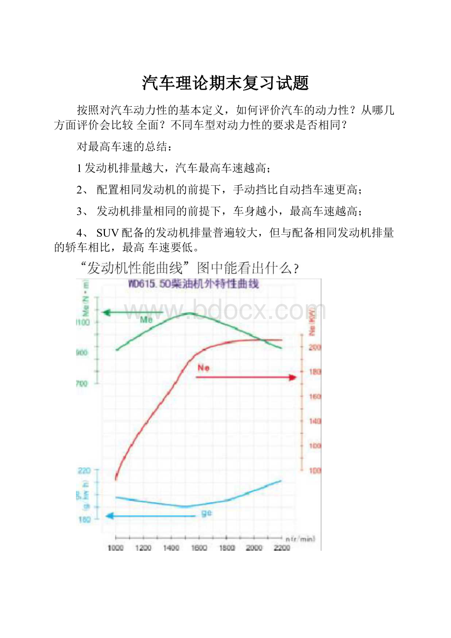 汽车理论期末复习试题.docx