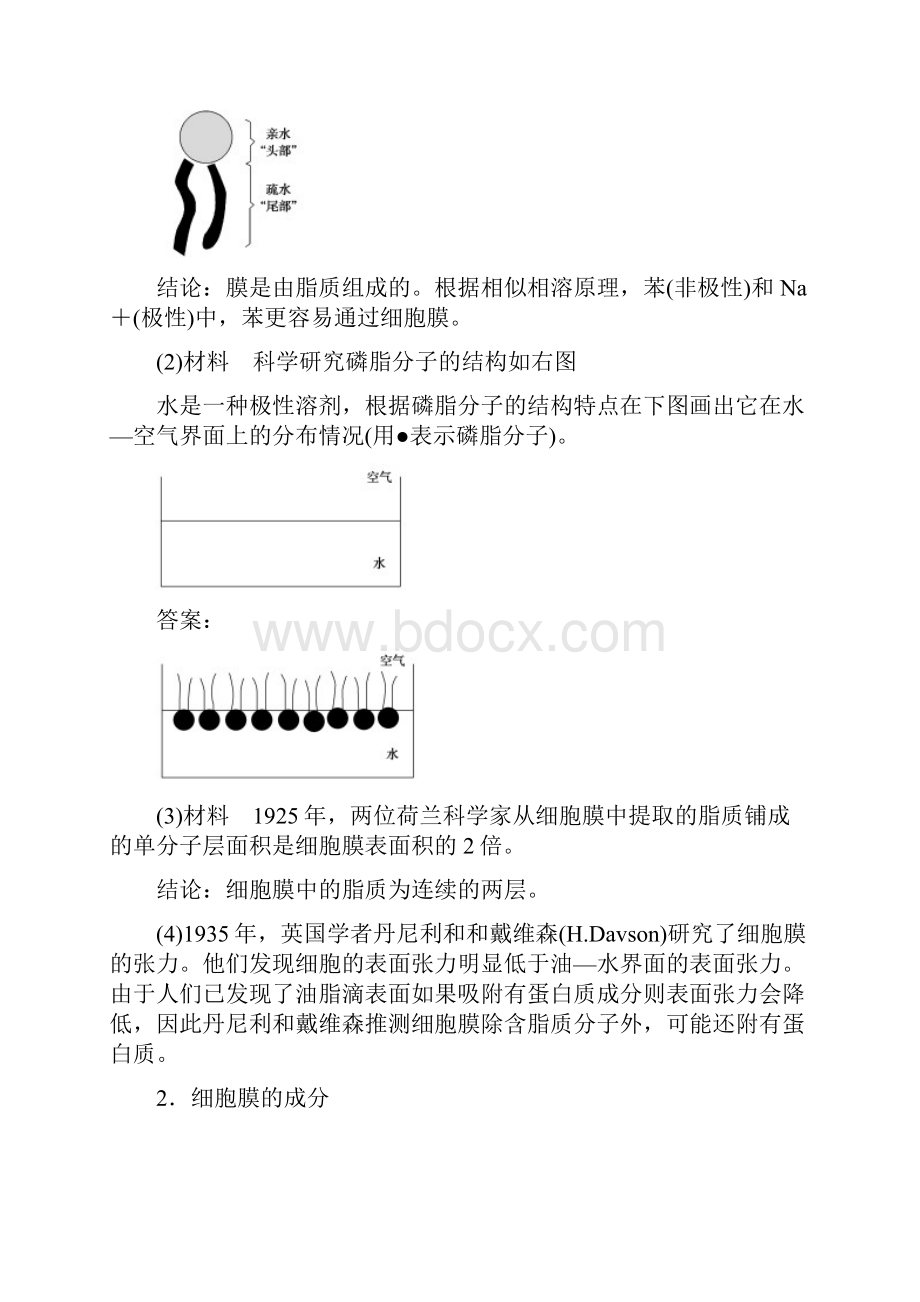 高中生物 第三章31 细胞膜的结构和功能讲义+练习 新人教版必修1.docx_第2页