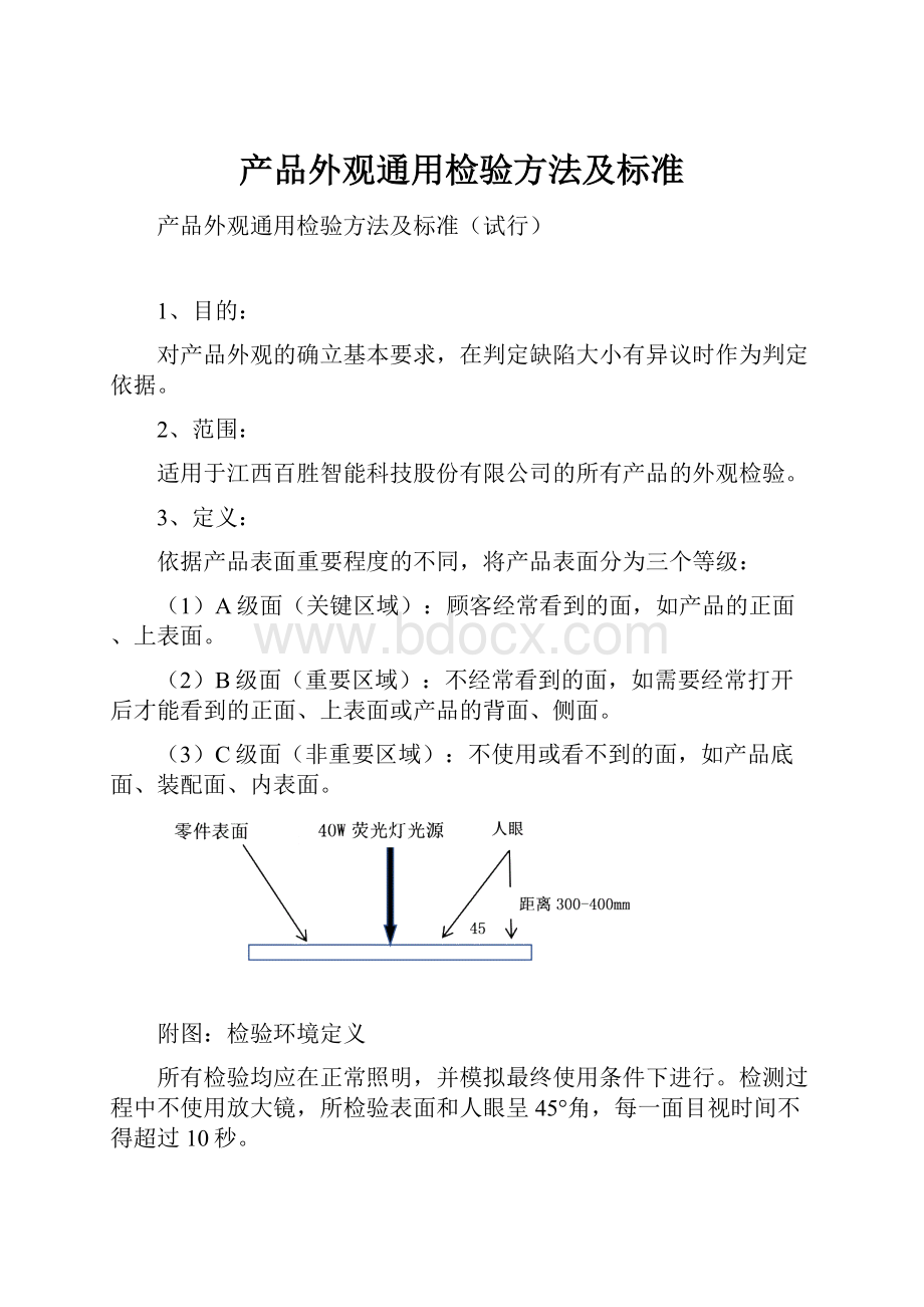 产品外观通用检验方法及标准Word格式.docx_第1页