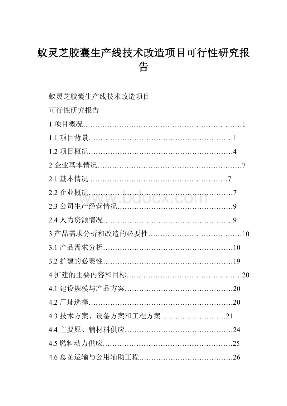 蚁灵芝胶囊生产线技术改造项目可行性研究报告Word格式文档下载.docx