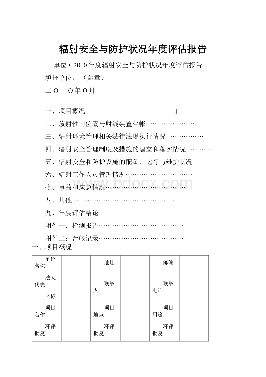 辐射安全与防护状况年度评估报告.docx