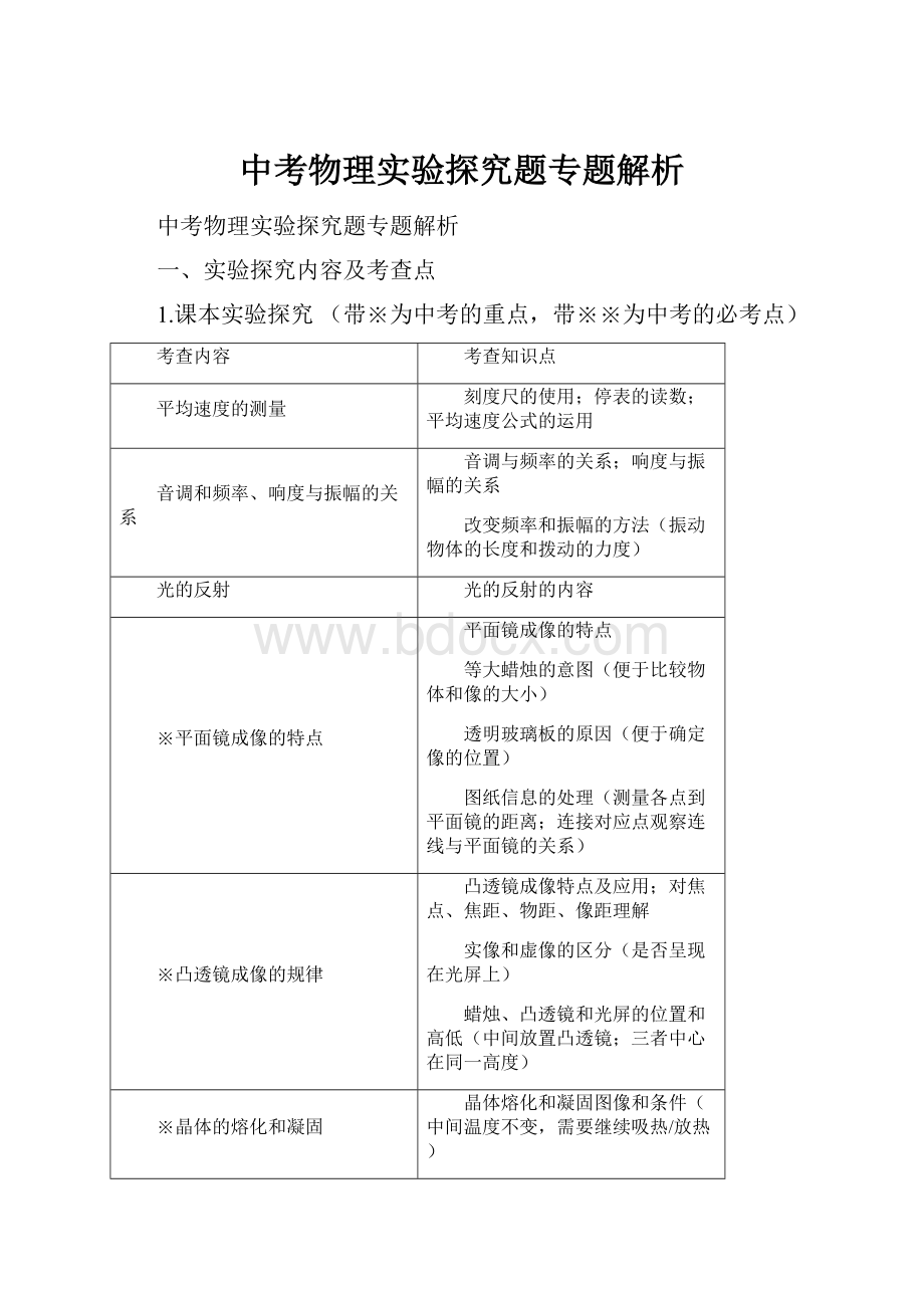 中考物理实验探究题专题解析.docx_第1页