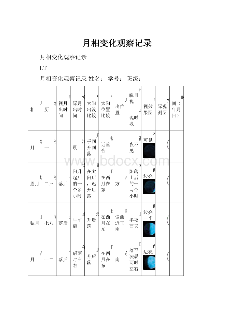 月相变化观察记录.docx_第1页