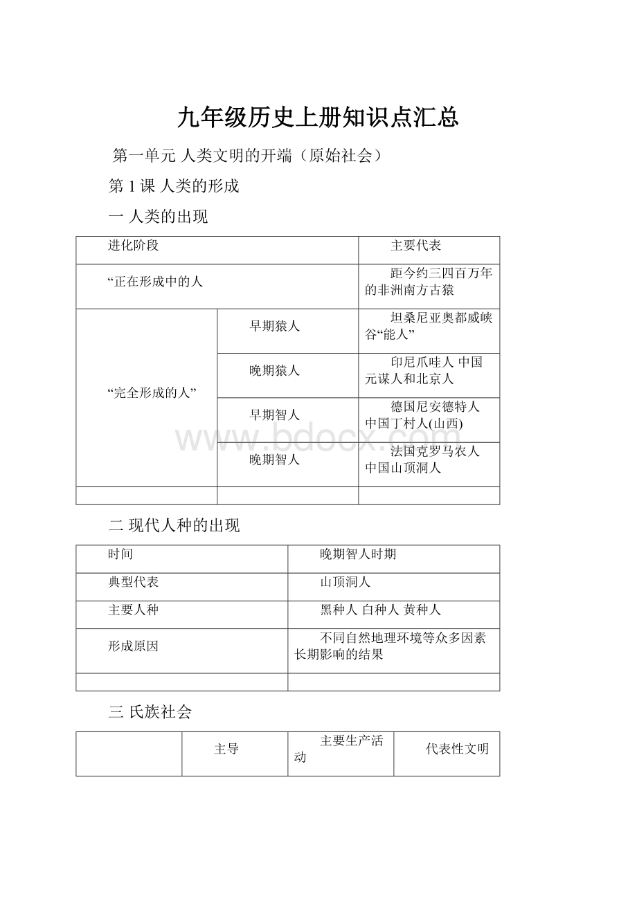 九年级历史上册知识点汇总.docx