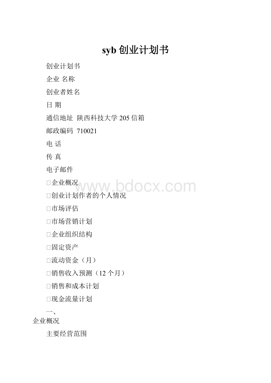 syb创业计划书.docx