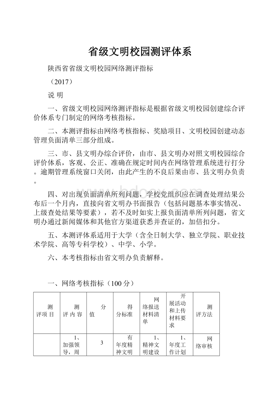 省级文明校园测评体系.docx