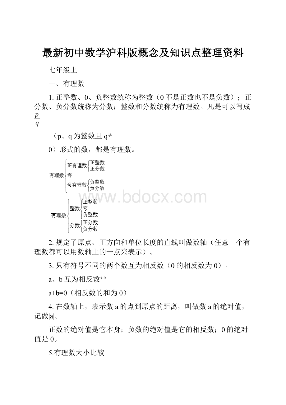 最新初中数学沪科版概念及知识点整理资料.docx