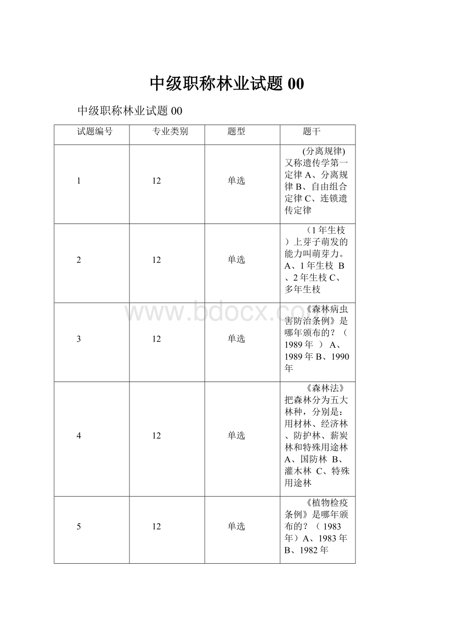 中级职称林业试题00.docx