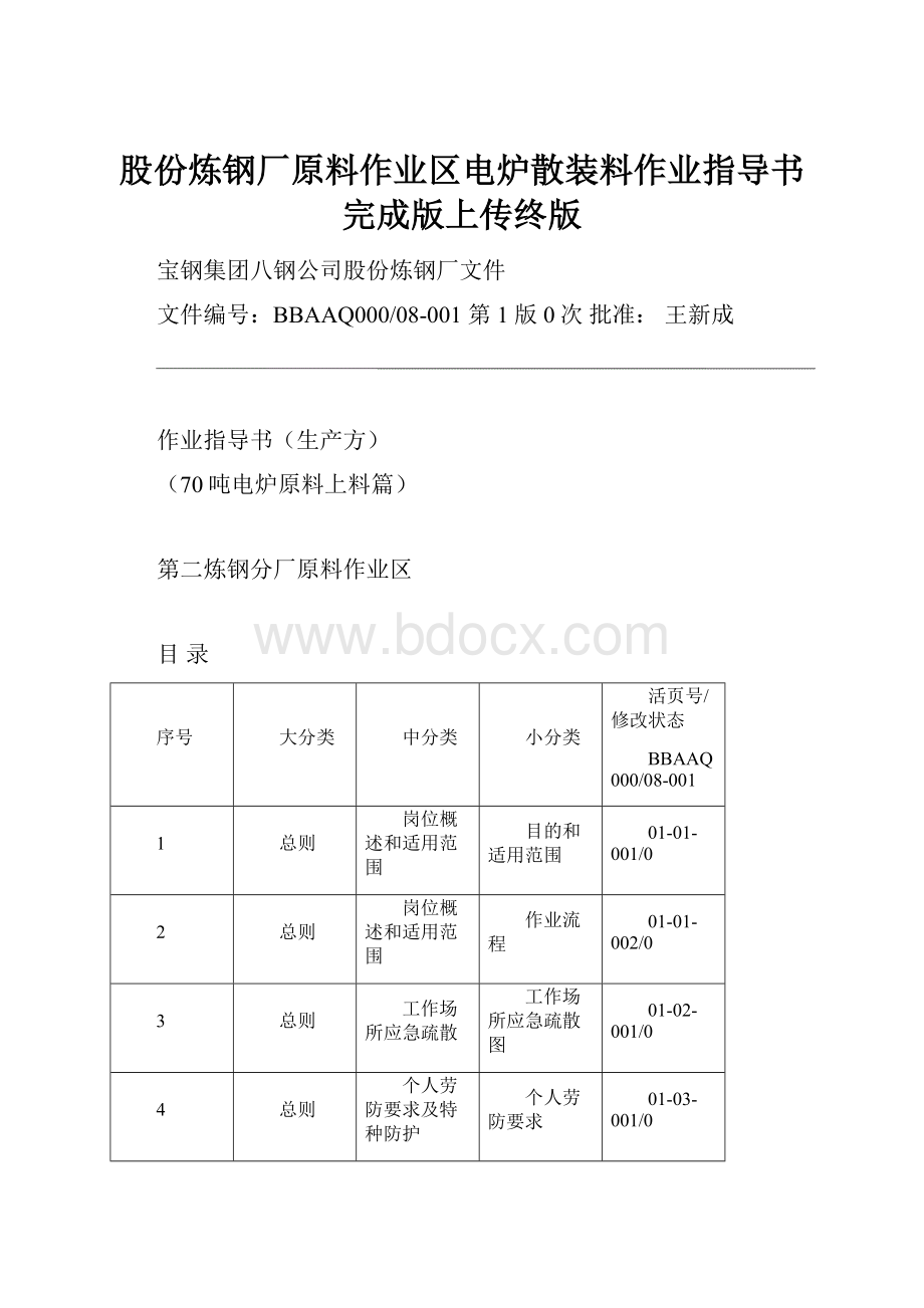 股份炼钢厂原料作业区电炉散装料作业指导书完成版上传终版.docx_第1页