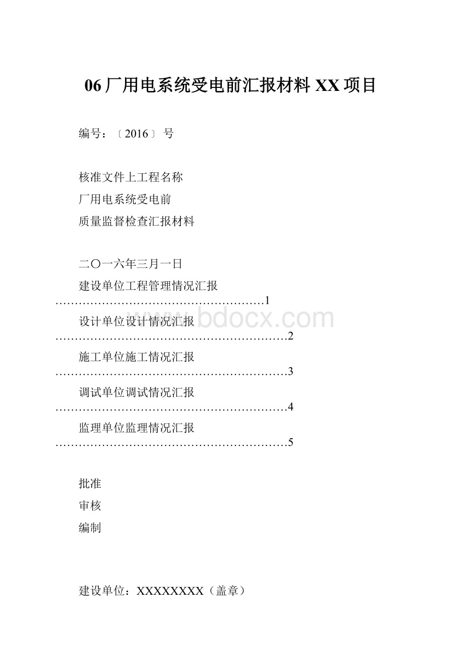 06厂用电系统受电前汇报材料XX项目.docx