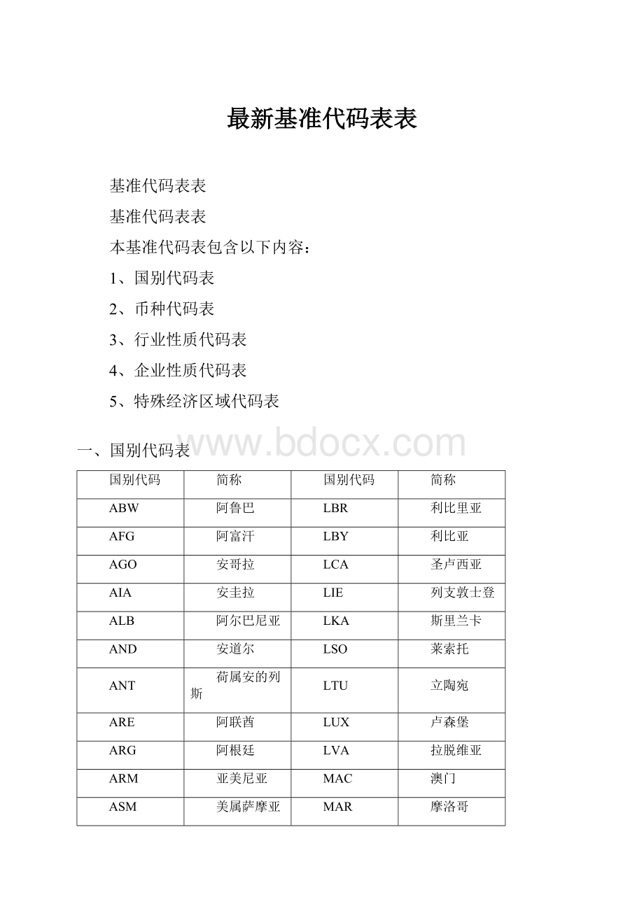 最新基准代码表表.docx