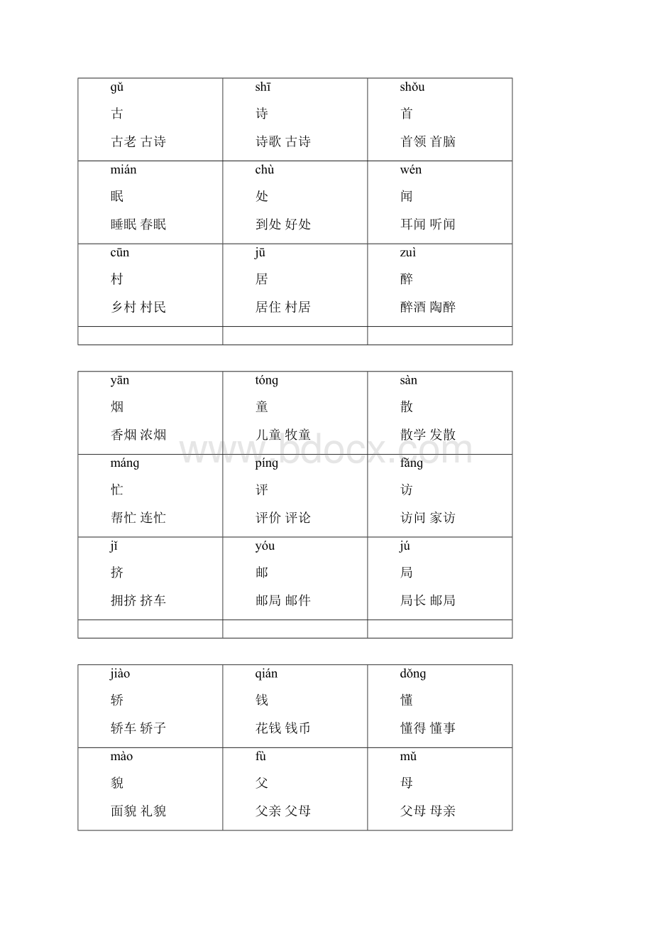 一年级下册生字卡片带拼音组词可打印分析.docx_第3页