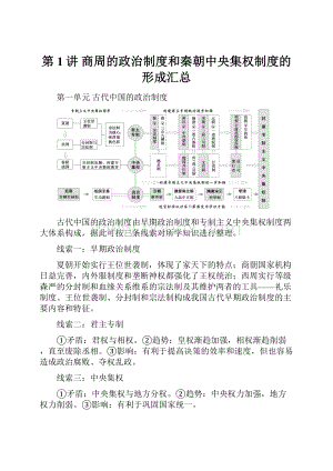 第1讲商周的政治制度和秦朝中央集权制度的形成汇总.docx