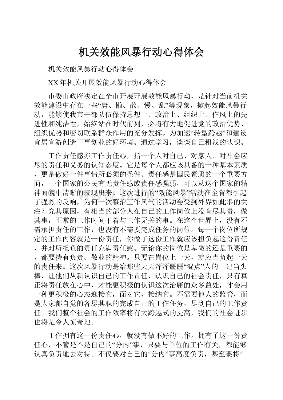 机关效能风暴行动心得体会.docx_第1页