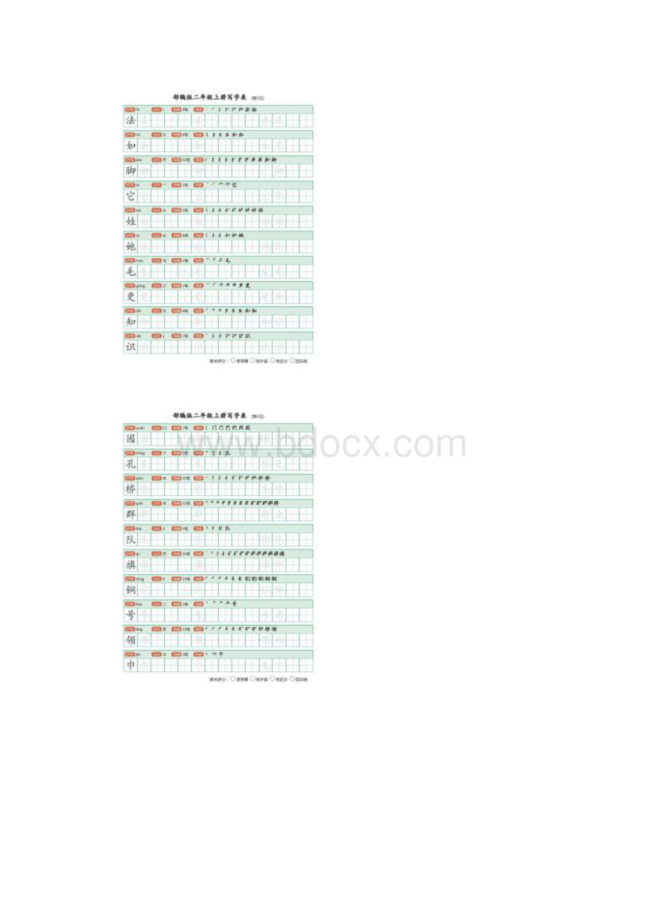 人教版上册二年级语文生字练习有笔顺可直接打印.docx_第2页