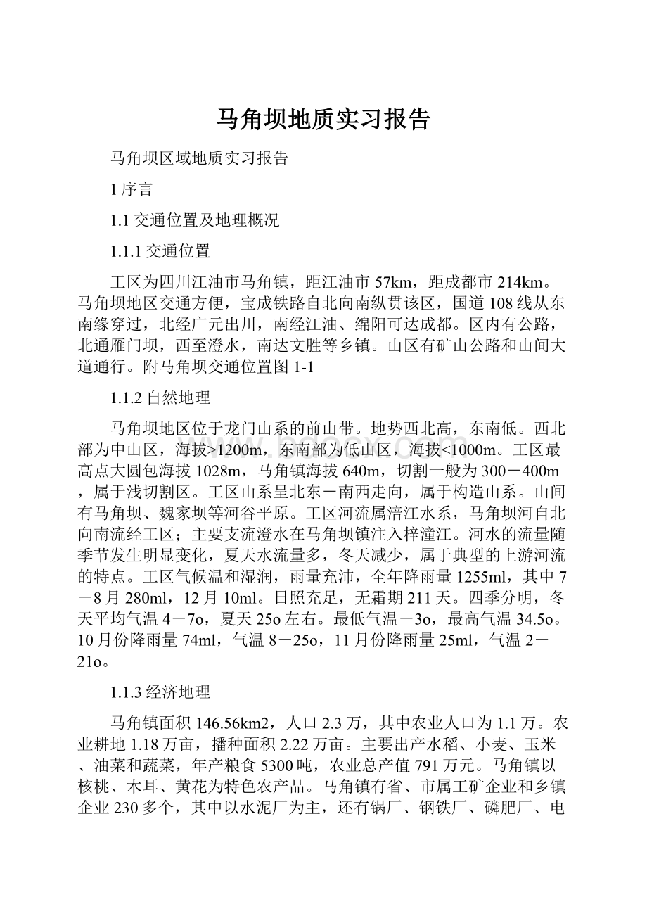 马角坝地质实习报告.docx