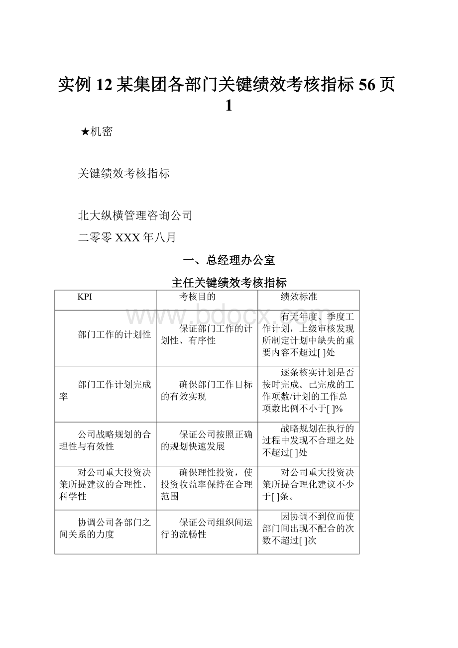 实例12某集团各部门关键绩效考核指标56页1文档格式.docx