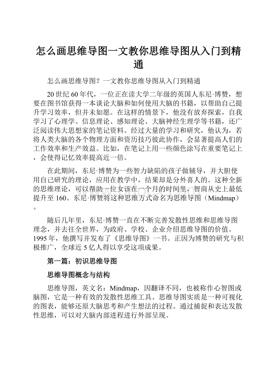 怎么画思维导图一文教你思维导图从入门到精通.docx