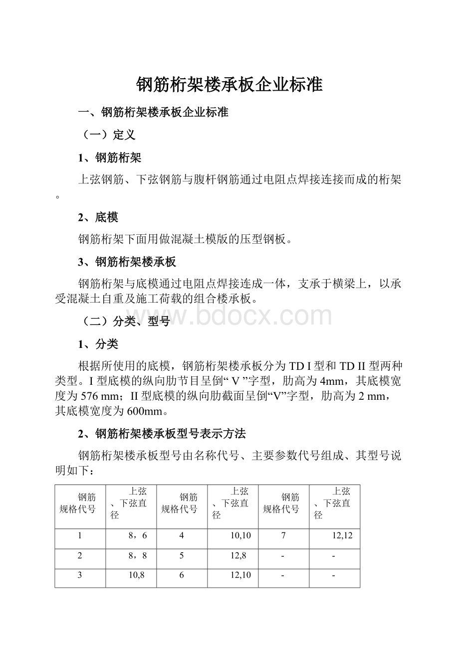 钢筋桁架楼承板企业标准.docx