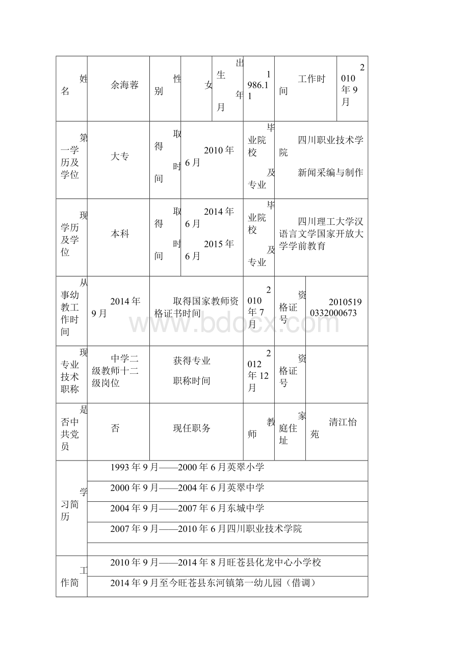 幼儿教师个人成长档案模板.docx_第3页