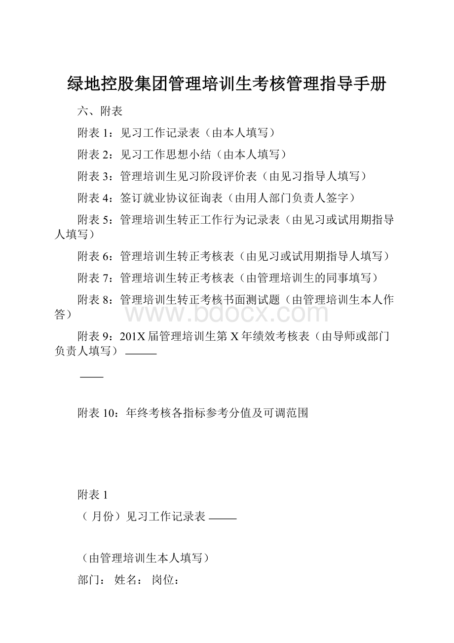 绿地控股集团管理培训生考核管理指导手册.docx_第1页