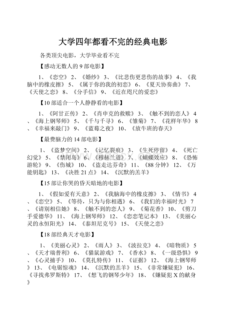 大学四年都看不完的经典电影.docx