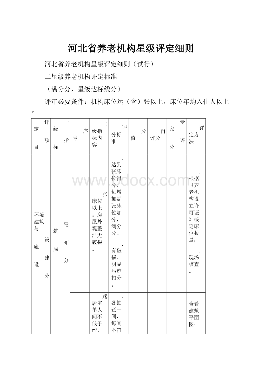 河北省养老机构星级评定细则.docx