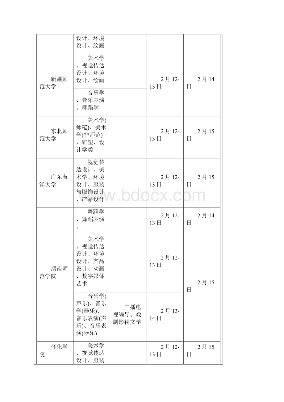 河北省艺术类院校校考时间表官方版Word格式.docx_第3页