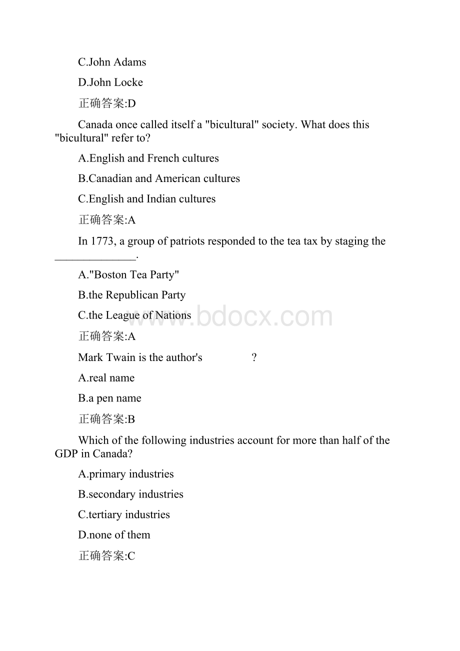 北语18秋《英语国家概况Ⅱ》作业1234满分答案.docx_第2页