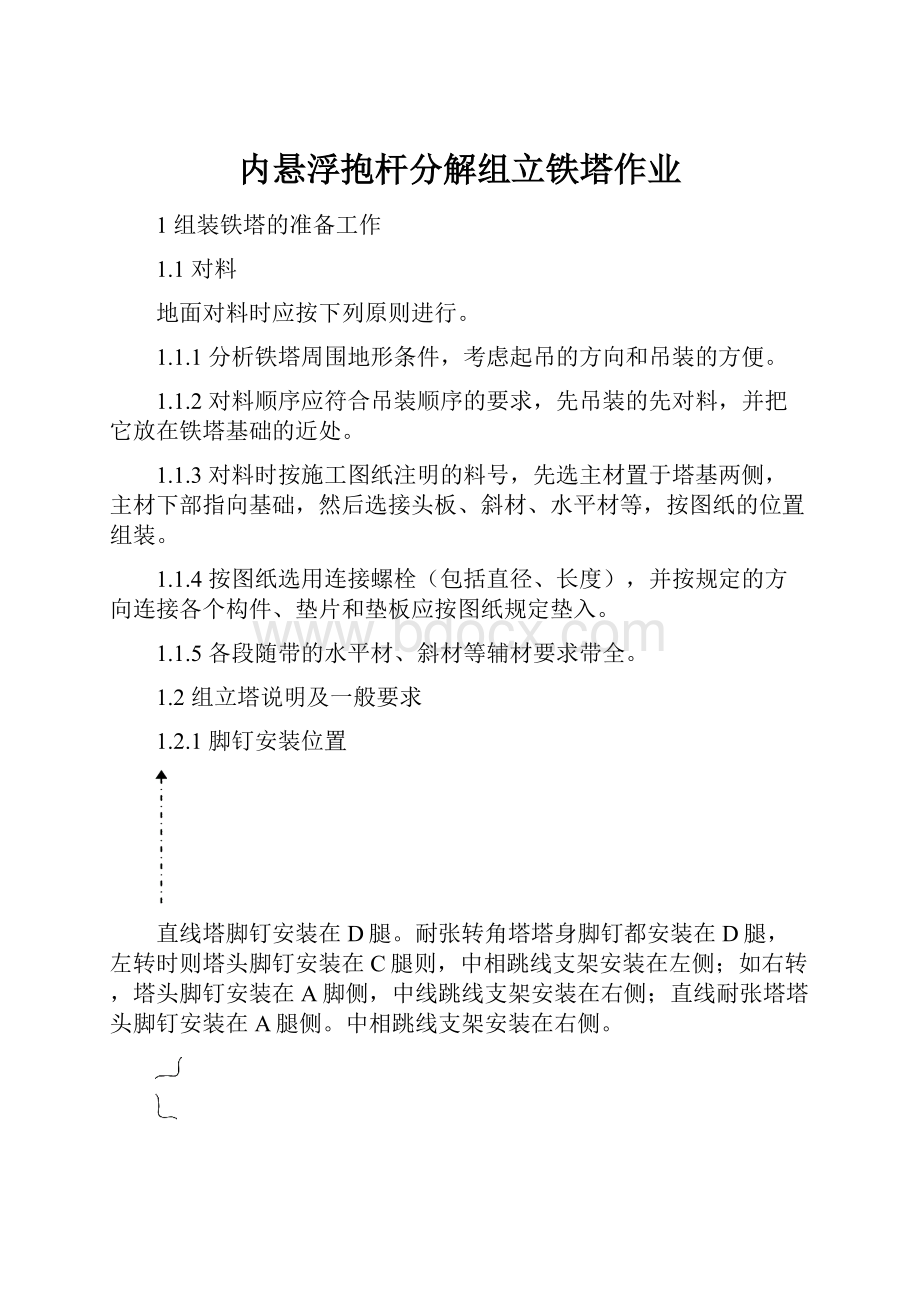 内悬浮抱杆分解组立铁塔作业.docx_第1页