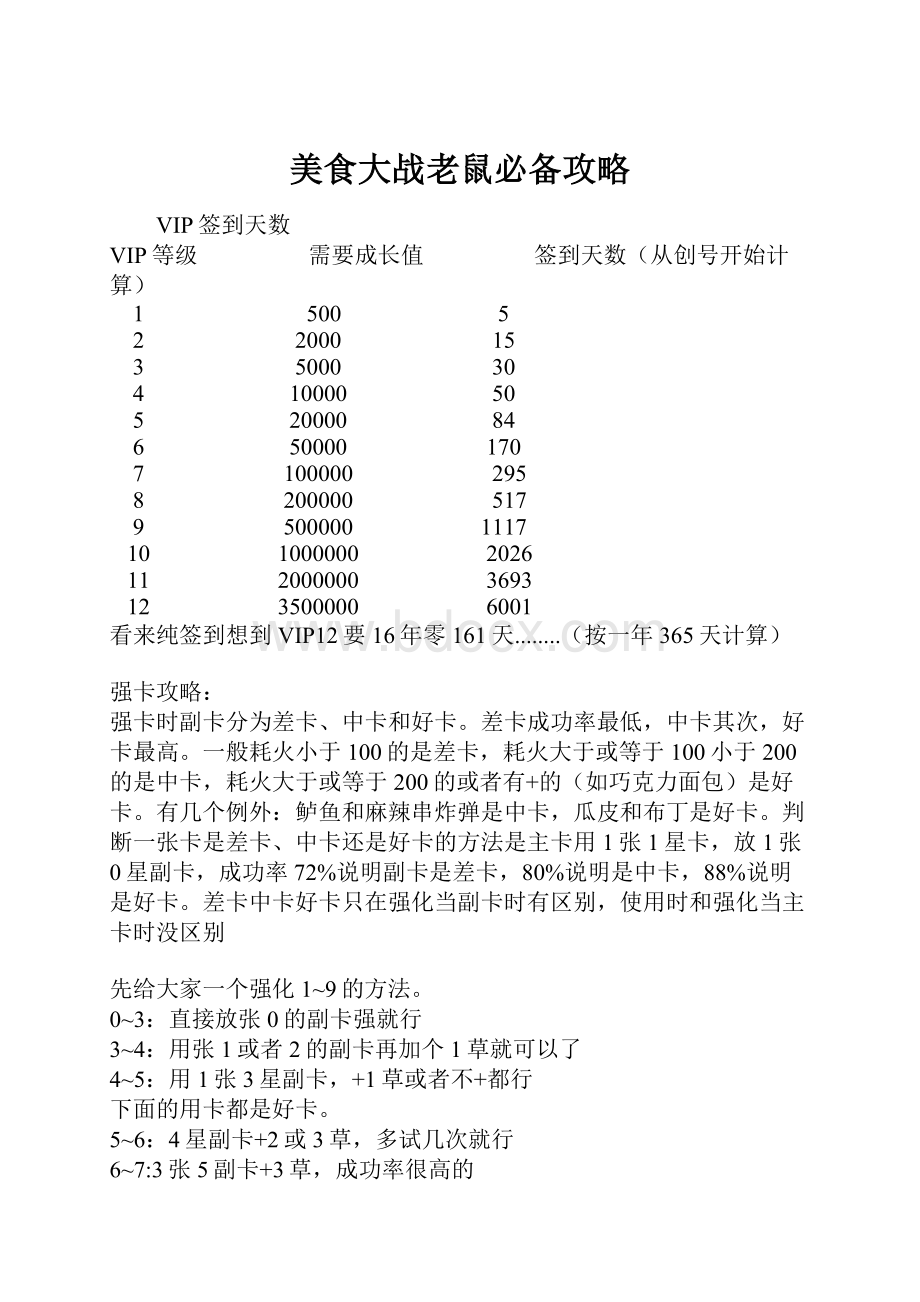 美食大战老鼠必备攻略.docx