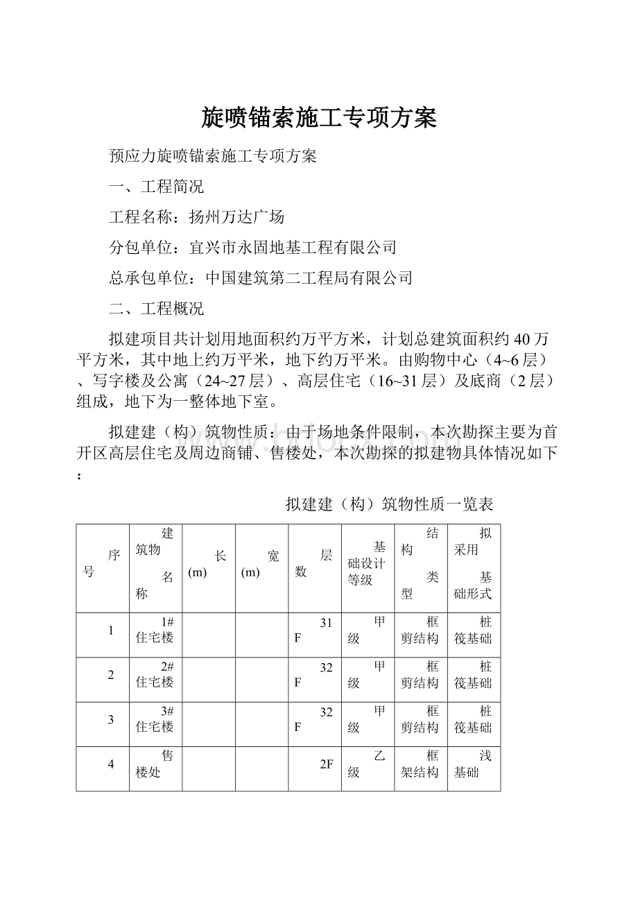 旋喷锚索施工专项方案Word下载.docx_第1页