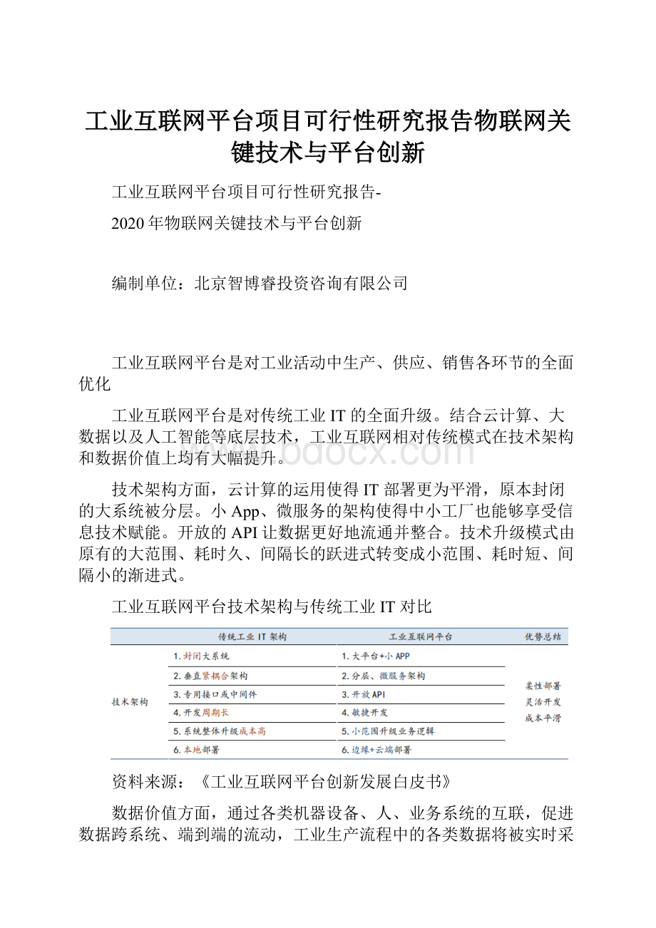 工业互联网平台项目可行性研究报告物联网关键技术与平台创新.docx_第1页