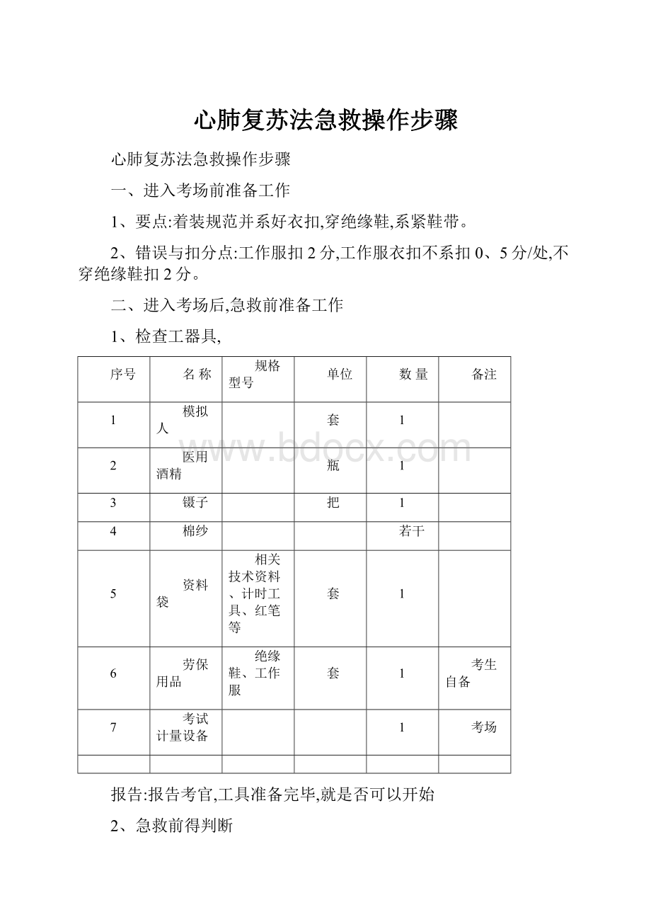 心肺复苏法急救操作步骤.docx_第1页